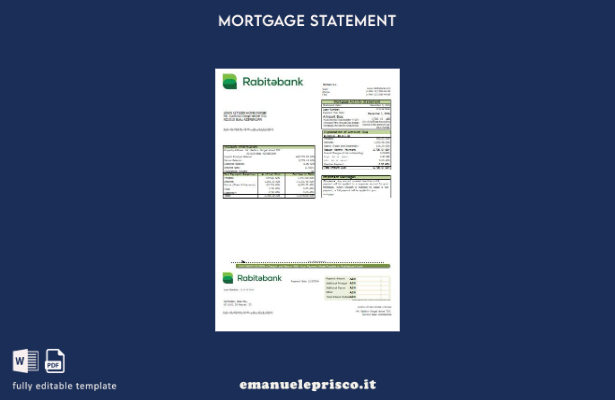 modello di estratto conto del mutuo bancario Rabitebank dell'Azerbaigian in stil